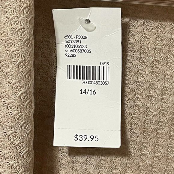 Layne Bryant Knit Tan Cardigan NWT Size 14/16 Women’s - Picture 2 of 5